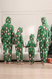 Grön julpyjamas för familj Matchande jul för kvinnor män huva ett stycke pyjamas semester nattkläder