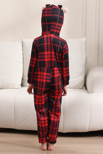 Röd God Jul Pyjamas för Familj Hooded One Piece Pjs Holiday Pyjamas Set