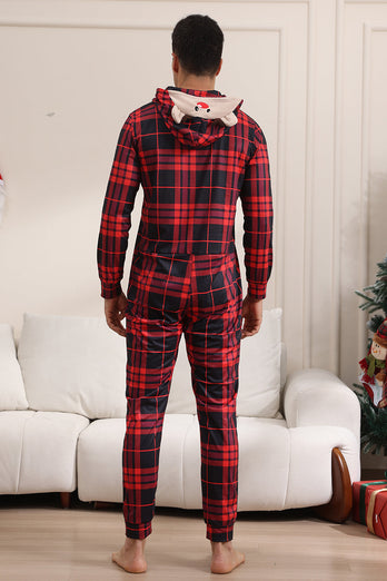 Röd God Jul Pyjamas för Familj Hooded One Piece Pjs Holiday Pyjamas Set