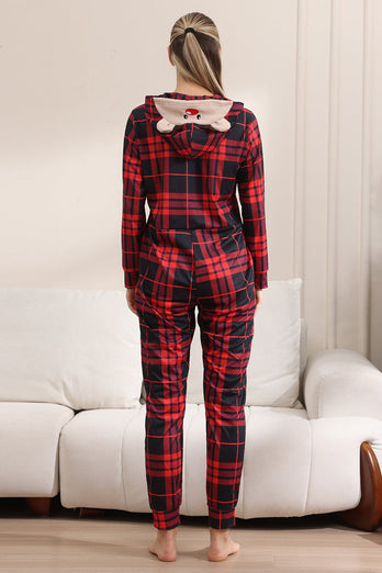 Röd God Jul Pyjamas för Familj Hooded One Piece Pjs Holiday Pyjamas Set