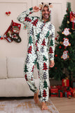 Familj Julpyjamas Förälder-barn Kläder Söt Julgran Hooded Jumpsuit Jul Familj Set