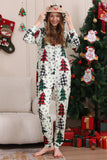 Familj Julpyjamas Förälder-barn Kläder Söt Julgran Hooded Jumpsuit Jul Familj Set