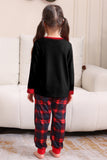 Svart Röd Familj Matchande Pyjamas Vuxen Barn Baby Toppar och rutiga Byxor Julpyjamas Set