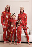 Matchande Onesie för Kvinnor Män Familj Huva Röd Pyjamas I Ett Stycke Jul Pyjamas Set