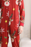 Matchande Onesie för Kvinnor Män Familj Huva Röd Pyjamas I Ett Stycke Jul Pyjamas Set