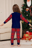 Röd Marinblå Långärmad Rutig Byxor Jul Pyjamas Set