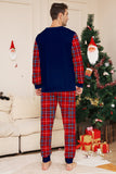 Röd Marinblå Långärmad Rutig Byxor Jul Pyjamas Set