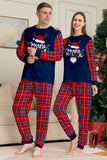 Röd Marinblå Långärmad Rutig Byxor Jul Pyjamas Set