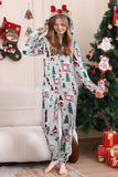 Grå Ett stycke Jul Mönster Matchande Familj Pyjamas