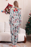 Grå Ett stycke Jul Mönster Matchande Familj Pyjamas