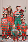 Grön Röd One Piece Snowflake Tryckt Rutig Matchande Familj Pyjamas