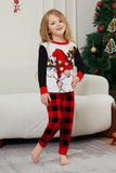 Svart Röd Långärmad Rutig Byxor Jul Pyjamas Set