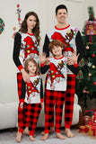 Svart Röd Långärmad Rutig Byxor Jul Pyjamas Set
