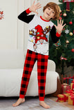 Svart Röd Långärmad Rutig Byxor Jul Pyjamas Set
