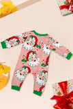 Rödrandig långärmad tryckt julpyjamas set