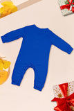 Blå tryckt långärmad julpyjamas set
