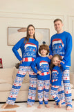 Blå tryckt långärmad julpyjamas set