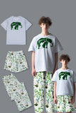 Vit Grön Blommig Tryckt Kortärmad Matchande Familj Pyjamas