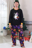 Svart Tryckt Långärmad Familj Halloween Pyjamas