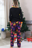 Svart Tryckt Långärmad Familj Halloween Pyjamas