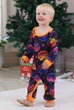 Orange Tryckt Långärmad Familj Halloween Pyjamas