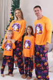 Orange Tryckt Långärmad Familj Halloween Pyjamas