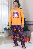 Orange Tryckt Långärmad Familj Halloween Pyjamas