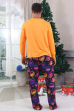 Orange Tryckt Långärmad Familj Halloween Pyjamas