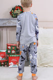 Grå Tryckt Långärmad Familj Halloween Pyjamas