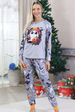 Grå Tryckt Långärmad Familj Halloween Pyjamas