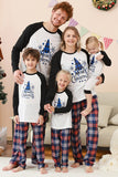 Svart och vitt träd tryckt familj julpyjamas