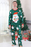 Mörkgrön Jultomten Tryck Långärmad Familj Julpyjamas