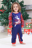 Royal Blue Print Pläd Jul Matchande Familj Pyjamas