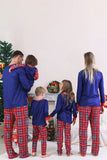 Royal Blue Print Pläd Jul Matchande Familj Pyjamas