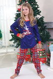 Royal Blue Print Pläd Jul Matchande Familj Pyjamas