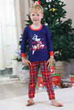 Royal Blue Print Pläd Jul Matchande Familj Pyjamas