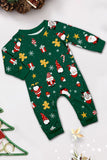 Mörkgrön Jul Tryck Jultomten Familj Matchande Pyjamas Sets