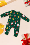 Mörkgrön Jul Tryck Jultomten Familj Matchande Pyjamas Sets