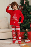 Röd Print Tree Långärmad Jul Familj Matchande Pyjamas