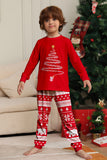 Röd Print Tree Långärmad Jul Familj Matchande Pyjamas