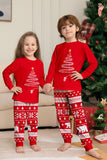 Röd Print Tree Långärmad Jul Familj Matchande Pyjamas