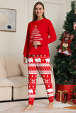 Röd Print Tree Långärmad Jul Familj Matchande Pyjamas
