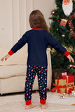 Marinblå God Jul Tryck Familj Matchande Pyjamas Set