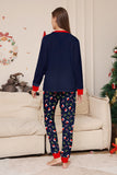 Marinblå God Jul Tryck Familj Matchande Pyjamas Set