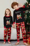 Svart Röd Tryck God Jul Pläd Familj Matchande Pyjamas Set