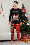Svart Röd Tryck God Jul Pläd Familj Matchande Pyjamas Set