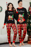 Svart Röd Tryck God Jul Pläd Familj Matchande Pyjamas Set