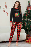 Svart Röd Tryck God Jul Pläd Familj Matchande Pyjamas Set