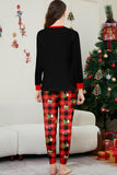 Svart Röd Tryck God Jul Pläd Familj Matchande Pyjamas Set