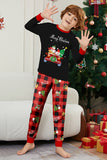 Svart Röd Tryck God Jul Pläd Familj Matchande Pyjamas Set